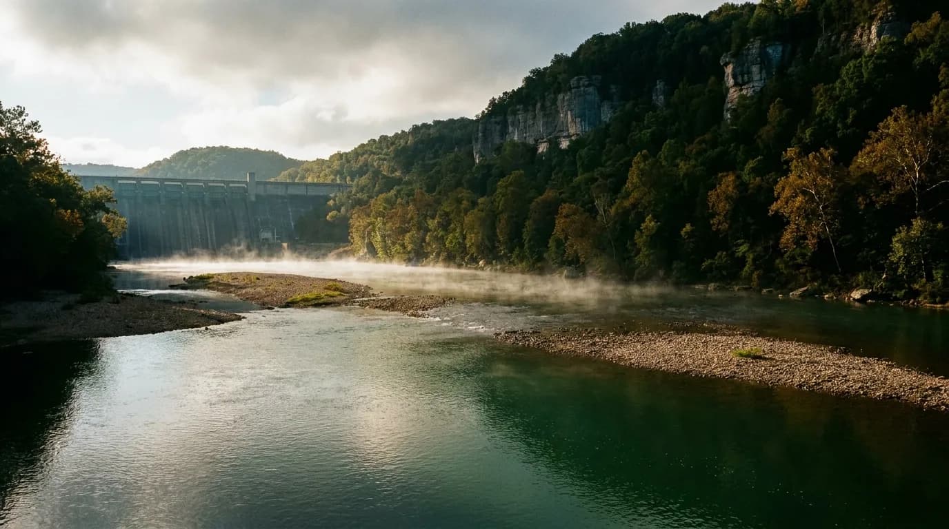 Fly fishing water in Arkansas