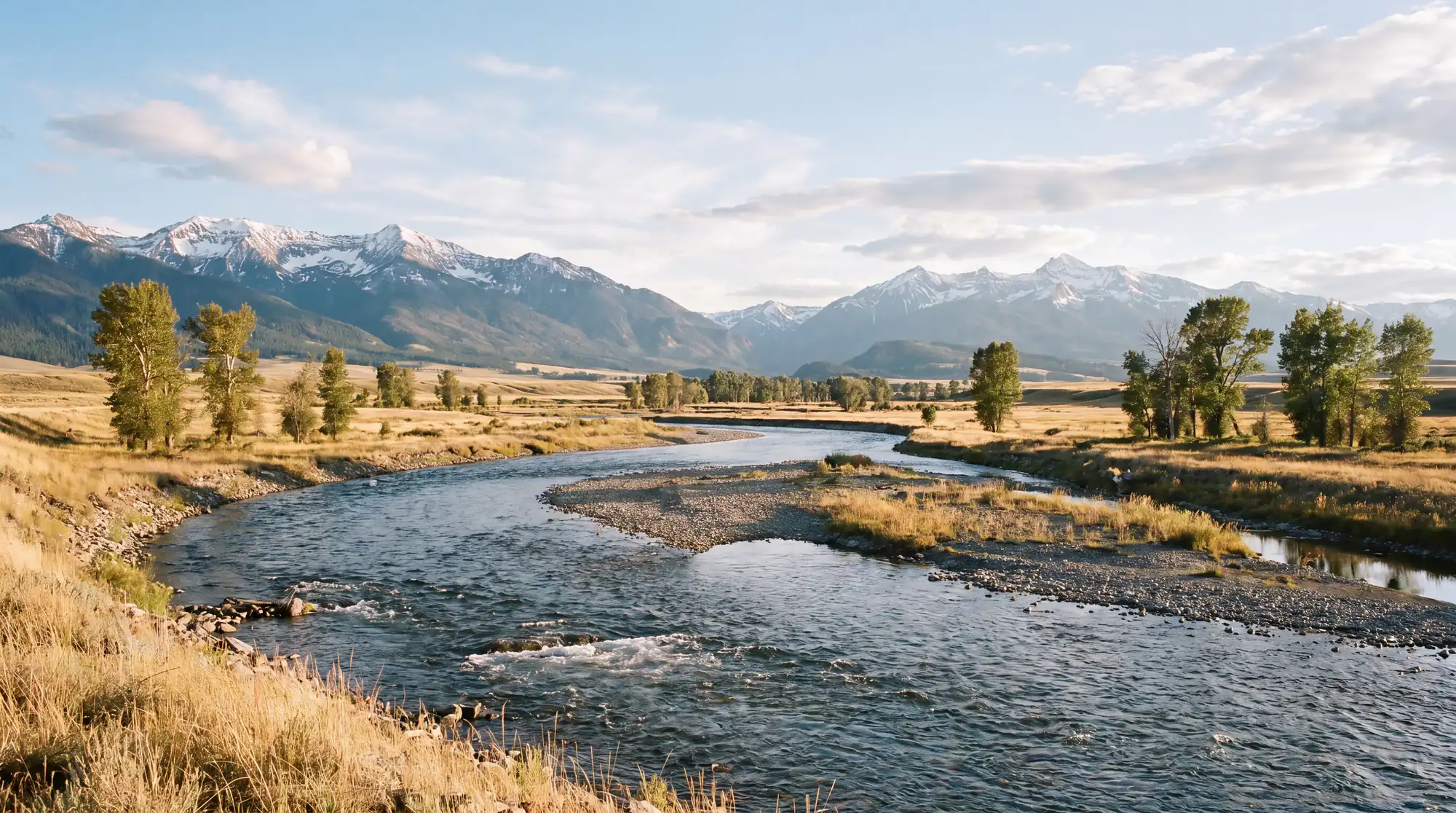 Fly fishing water in Montana